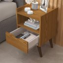 Ver imagem 2 de Mesa de Cabeceira para Quarto Solteiro ou Casal Alice com Pés Estilo Retrô Moderno 1 Gaveta - Freijó