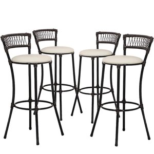 Kit 4 Banquetas Alta Forts Em Fio De Fibra Fibra Para Bancada, Área Gourmet, Lanchonete, Restaurante