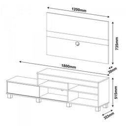Sala de Estar Completa com Rack, Painel e Mesa de Centro Requinte Espresso Móveis - 4