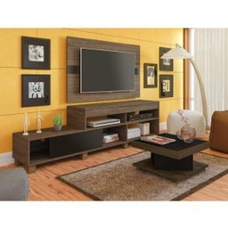 Sala de Estar Completa com Rack, Painel e Mesa de Centro Requinte Espresso Móveis - 1