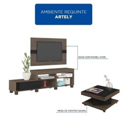 Sala de Estar Completa com Rack, Painel e Mesa de Centro Requinte Espresso Móveis - 2