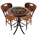 Ver imagem 1 de Conjunto Mesa Madeira Azulejo 60cm - Bistrô Fixa 78cm + 2 Cadeiras 43 - Natural - Harley Davidson Genuine