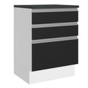 Ver imagem 1 de Balcão Armário de Cozinha 100% MDF 60 cm 3 Gavetas Branco/Preto Acordes Madesa