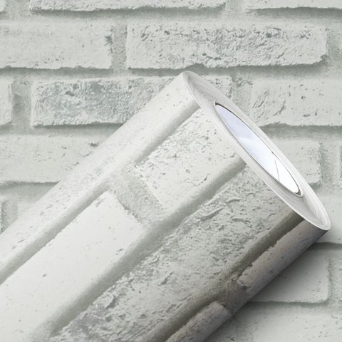 Vinil Adesivo Tijolinho Realista 3d Branco Autocolante Lavável para Revestimento de Parede