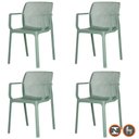 Ver imagem 2 de Kit 4 Cadeiras com Braços Empilhavel Inmetro Sardenha Vega Fratini Polipropileno Verde Aloe
