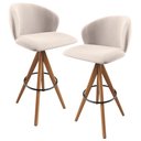 Ver imagem 1 de Kit 02 Banquetas Alta Bar Cozinha Sala de Jantar Bar Mia L02 Suede Bege - Lyam Decor