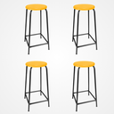 Ver imagem 1 de Kit 4 Bancos de Metal Assento Plástico Empilhável Amarelo 65cm de Altura