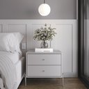 Ver imagem 3 de Conjunto Cômoda com 3 Gavetas e 2 Mesas de Cabeceira Jasper - Off White Fosco com Champanhe