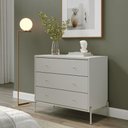 Ver imagem 2 de Conjunto Cômoda com 3 Gavetas e 2 Mesas de Cabeceira Jasper - Off White Fosco com Champanhe