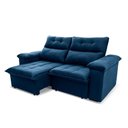 Ver imagem 1 de Sofá Retrátil Reclinável Verona 1,80m Suede Velut Azul Molas Ensacadas - King House