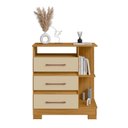Ver imagem 4 de Cômoda para Quarto 3 Gavetas 72cm com Nicho e Pés Saint Bege/Carvalho Americano/Off White