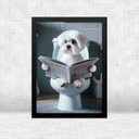 Ver imagem 1 de Quadro para Banheiro Cachorrinho Maltês 45x34cm:moldura Preta