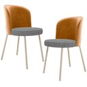 Ver imagem 1 de Kit 2 Cadeiras Sala de Jantar Estofada Gavi Arena L02 Couríssimo Whisky Pied Poule - Lyam Decor