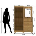 Ver imagem 4 de Cômoda Roupeiro com Espelho 2 Portas 4 Gavetas Cristal - Nature