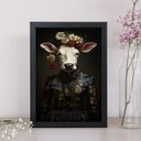 Ver imagem 1 de Quadro Decorativo Vaca Elegante 33x24cm - com Vidro:moldura Branca