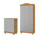 Ver imagem 3 de Conjunto Cômoda e Guarda Roupa Lara Nature Cinza Infantil Quarto Completo Moderno Criança Bebê