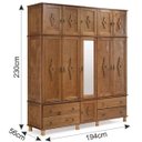 Ver imagem 4 de Guarda-Roupa Casal com Espelho 11 Portas 4 Gavetas Em Madeira Maciça Colonial Móveis Serpil