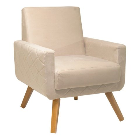 Poltrona Decorativa - Pietra - Revestimento Veludo Ladecor Estofados Bege
