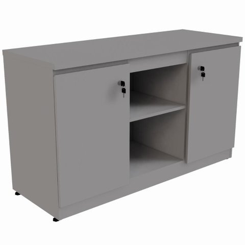 Armário Baixo Credenza 120x45cm Linha Versa Cinza para Escri