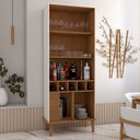 Ver imagem 2 de Cristaleira Balneário 4 Portas 2 Prateleiras Adega Off White/freijó - Panorama Móveis
