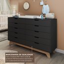 Ver imagem 5 de Cômoda para Quarto Infantil 10 Gavetas 100% MDF Alice Preto/Freijó