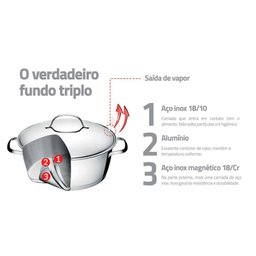 Caldeirão Tramontina Allegra em Aço Inox com Fundo Triplo 22 Cm 5,5 L Tramontina - 6