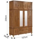 Ver imagem 4 de Guarda-Roupa Casal com Espelho 10 Portas 2 Gavetas Em Madeira Maciça Colonial Móveis Serpil