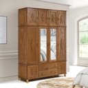 Ver imagem 1 de Guarda-Roupa Casal com Espelho 10 Portas 2 Gavetas Em Madeira Maciça Colonial Móveis Serpil