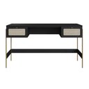Ver imagem 1 de Escrivaninha 2 Gavetas 139cm Palhinha Pé Metal Oslo Artesano | Nero/dourado