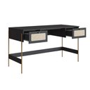 Ver imagem 2 de Escrivaninha 2 Gavetas 139cm Palhinha Pé Metal Oslo Artesano | Nero/dourado