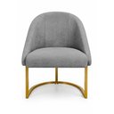 Ver imagem 4 de Kit 06 Cadeiras Poltrona de Jantar Lua Suede Cinza Base Ferro Dourado Dal Poz Estofados