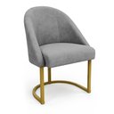 Ver imagem 3 de Kit 06 Cadeiras Poltrona de Jantar Lua Suede Cinza Base Ferro Dourado Dal Poz Estofados