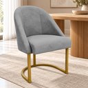 Ver imagem 2 de Kit 06 Cadeiras Poltrona de Jantar Lua Suede Cinza Base Ferro Dourado Dal Poz Estofados
