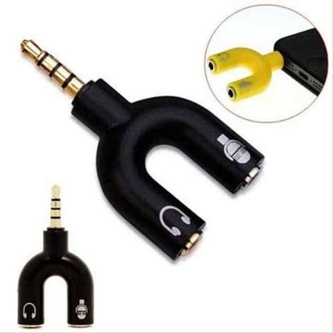 Adaptador (fone e Microfone) P3 X P2 - Preto