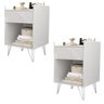 Kit com 2 Mesas de Cabeceira 2020 com Pés Ferro Hairpin Leg Triplo 20cm Brancomo - 1