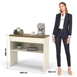 Aparador Max 90 Off White com Freijó 1 Gaveta - Ofertamo - 5