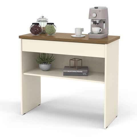 Aparador Max 90 Off White com Freijó 1 Gaveta - Ofertamo