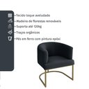 Ver imagem 6 de Poltrona Decorativa Arredondada Emi Base de Ferro Dourado em Veludo Preto Estofama