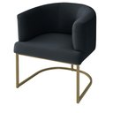 Ver imagem 1 de Poltrona Decorativa Arredondada Emi Base de Ferro Dourado em Veludo Preto Estofama