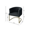 Ver imagem 4 de Poltrona Decorativa Arredondada Emi Base de Ferro Dourado em Veludo Preto Estofama