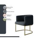 Ver imagem 5 de Poltrona Decorativa Arredondada Emi Base de Ferro Dourado em Veludo Preto Estofama