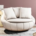 Ver imagem 2 de Kit 02 Poltronas Para Sala De Estar Decorativa Giratória Kira M03 Linho Bege - Lyam Decor