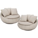Ver imagem 1 de Kit 02 Poltronas Para Sala De Estar Decorativa Giratória Kira M03 Linho Bege - Lyam Decor