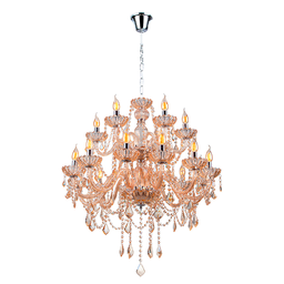 Lustre Pendente de Cristal Candelabro Maria Tereza Nice 18 lâmpadas E14 Bivolt:Champagne/110V/220V - 1