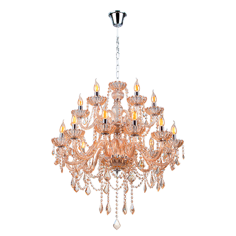 Lustre Pendente de Cristal Candelabro Maria Tereza Nice 18 lâmpadas E14 Bivolt:Champagne/110V/220V