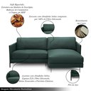 Ver imagem 3 de Sofá Decorativo Karine 3 Lugares Sala de Estar 230cm com Chaise Pés em Aço Couro Verde Musgo G88 - G