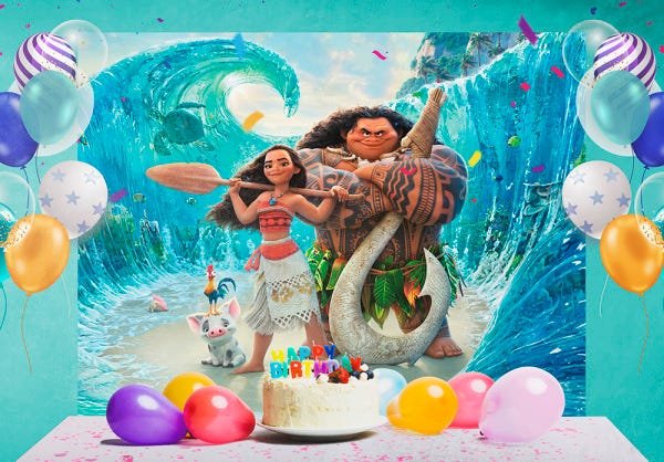 Painel De Festa Infantil moana Em Tecido - 1,5x2,0m - 1