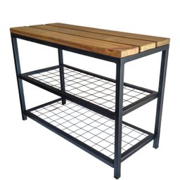 Sapateira Banco Madeira e Aço Vazada Design Luxo - 1