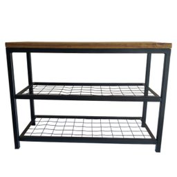 Sapateira Banco Madeira e Aço Vazada Design Luxo - 3