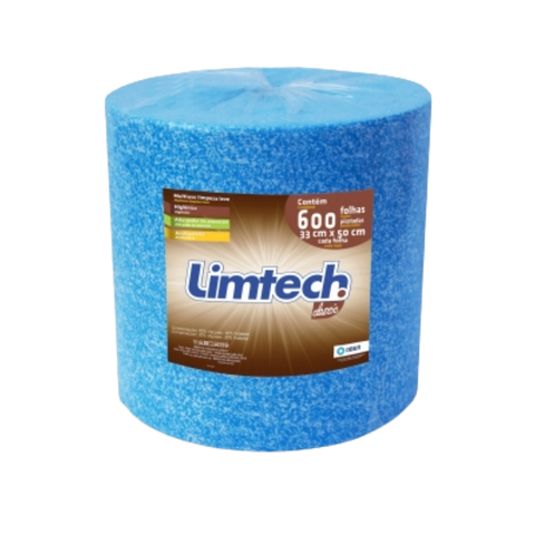 Pano Multiuso Limtech - 33cm X 300m - 600 Folhas - 45g/m - Azul